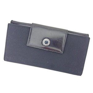 Bulgari Purse logo button Black Silver Women Men Authentic